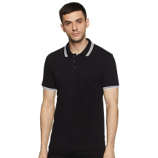 Symbol Men's Black Cotton Rich Solid Polo Tshirt Symbol Men's Black Cotton Rich Solid Polo Tshirt